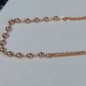 14K  Vermil RG over 925 Ster.Silver Station Necklace